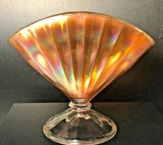 Vintage Rare Fenton Multi - Colored Fantastic Iridescent Stretch Glass Fan Vase