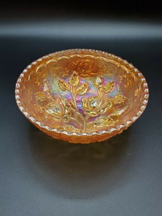 Vintage Imperial Open Rose Marigold Carnival Glass Fruit Dessert Bowl 5 "