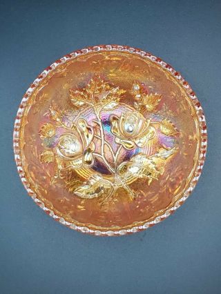 Vintage Imperial Open Rose Marigold Carnival Glass Fruit Dessert Bowl 5 