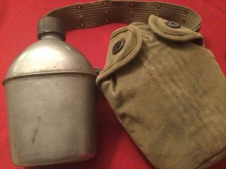 Vintage Wwii Steel Canteen - Gp & F Co.  - Dated 1945 - U.  S.  Army Issue
