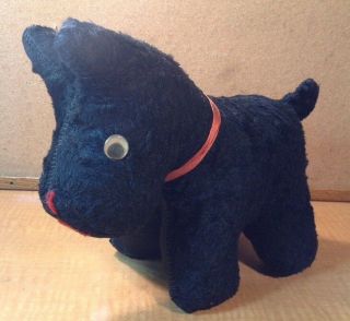 Rare Vintage Stuffed Scottie Dog Animal Black Button Eyes Collectible Toy