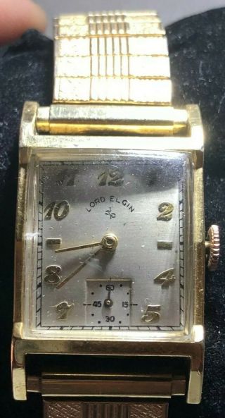Vintage Mens Lord Elgin 14k Gold Filled Watch - Flex Band