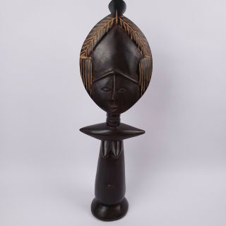 Vintage Hand Carved Wood Sculpture African Art Statue Made In Ghana 19 " Tall
