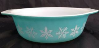 Vintage Pyrex Turquoise Snowflake 043 Oval Casserole Dish 1 1/2 Quart Aqua 1.  5