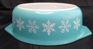 Vintage Pyrex Turquoise Snowflake 043 Oval Casserole Dish 1 1/2 Quart Aqua 1.  5 2
