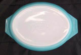 Vintage Pyrex Turquoise Snowflake 043 Oval Casserole Dish 1 1/2 Quart Aqua 1.  5 3