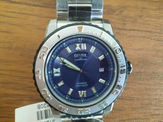 Gevril Seacloud 3120B Swiss Automatic 45 mm Blue Dial w SS Bracelet RP $3,  095 3