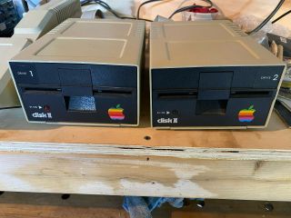 2 Vintage Apple Ii Computer Disk Ii Floppy Drives - Disk 1 / Disk 2 -