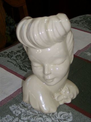 Vintage Retro 60s Ivory Ladies Head Vase Planter Glamour Girl Ec 7 " Tall