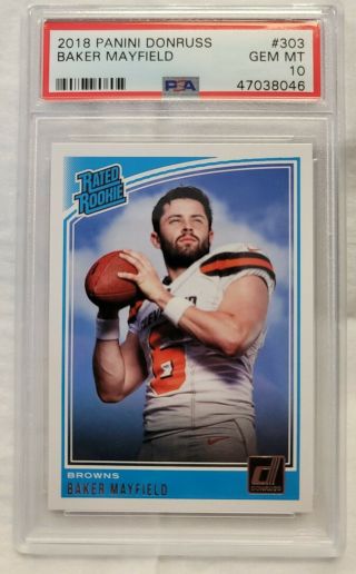 2018 Panini Donruss Baker Mayfield Rated Rookie Card 303 Psa 10 Gem Invest