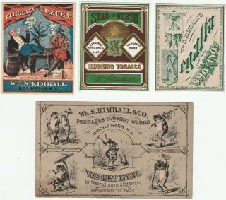Rare Wm S Kimball Tobacco Cigarette Labels & Trade Card Rochester Ny 1880s