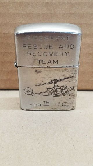 1968 Vietnam Lighter Pipesmoke Rescue And Recovery Team 605th Tc Charmy No Zippo