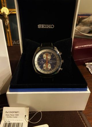 Very Rare Seiko Sndf95p1 Panda Chronograph Watch With Full Box Set