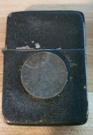 1943 - 1945 Black Crackle Zippo With Coin