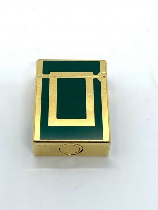 Vintage S.  T.  Dupont Lighter - Gold And Green Lacque De Chine Ligne 1