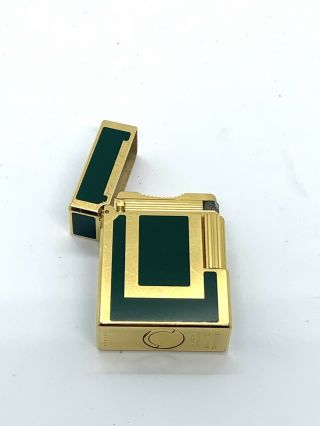 Vintage S.  T.  DuPont Lighter - Gold and Green Lacque De Chine Ligne 1 2