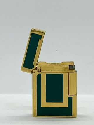 Vintage S.  T.  DuPont Lighter - Gold and Green Lacque De Chine Ligne 1 5