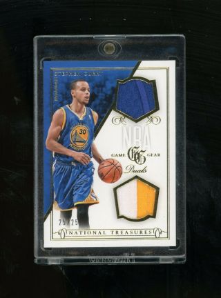 2013 - 14 Panini National Treasures Gold Game Gear Stephen Curry Dual Patch 25/25