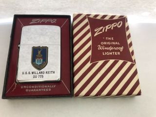 1960 Uss Willard Keith Dd 775 Town And Country Zippo Lighter