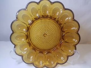 Vintage Indiana Amber Glass Hobnail Deviled Egg Plate Tray 15 Eggs Amber Glass