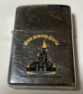 Rare Vintage 1972 Zippo Lighter Walt Disney World Castle Chrome