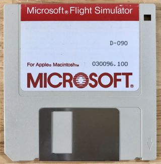 1984 Macintosh 128k Microsoft Flight Simulator 1.  0 Software Disk 512k