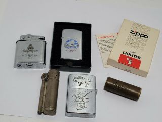 5 Vintage Lighters - Zippo - Prince - Penguin - Dunhill - 17th Infantry Uss Saratoga