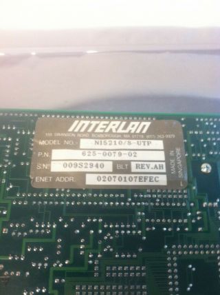 Interlan NI5210/8 - UTP 8bit ISA Ethernet RJ - 45 Network Card for IBM PC 5150 3