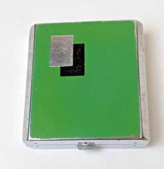 Vintage 1930s Art Deco Bourjois Compact Case Rare Green Enamel Color