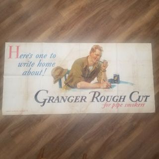 Vintage Granger Rough Cut Pipe Tobacco Cloth Banner Sign 61 " X 29.  5 "