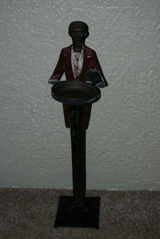 Antique Cast Iron Butler Smoking Stand,  Black African American.