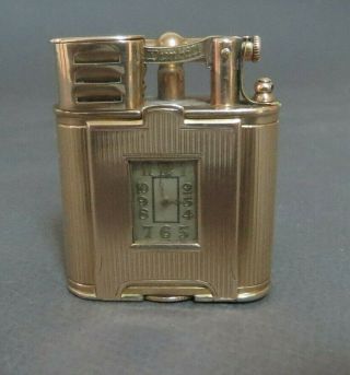 Gorgeous Dunhill Solid 9 Ct Gold Lighter And Pocket Watch Swing Arm All