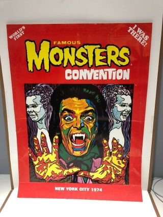 Vintage 1974 Famous Monsters Of Filmland Convention Poster Warren Publications