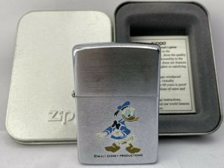 Disney Donald Duck Vintage Zippo Lighter 1981 In Tin Good