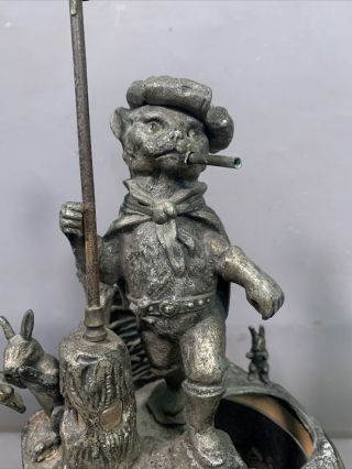 19thC Antique PUSS in BOOTS Old CAT Statue TABLE TOP Figural CIGAR Gas LIGHTER 4