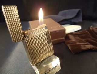 S.  T.  Dupont Line 1 Lighter - Gold Plated - Hobnail Pattern - Briquet/feuerzeug