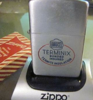 Vintage rare 1950 ' s TERMINIX ZIPPO LIGHTER EXCEPTIONAL w/ BOX 2