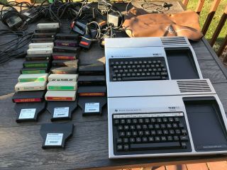 Two (2) Texas Instruments Ti - 99/4a Home Computers And Variety Of Cartridge Games