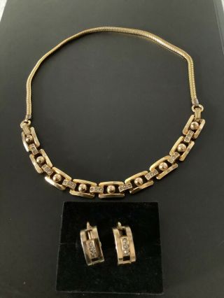 Vintage Eb Engel Bros 1/20 - 10k Gold Filled Choker Necklace Earrings Set