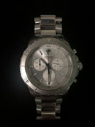 Movado Series 800 2600111 Chronograph Mens Wristwatch Silver Dial