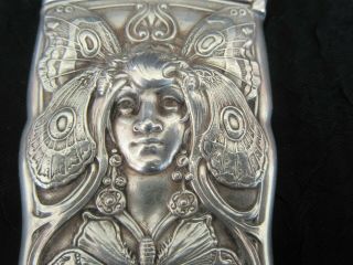 RARE Antique Art Noveau Gorham Sterling Silver Butterfly & Woman Vesta Case 3