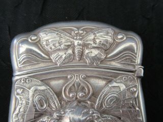 RARE Antique Art Noveau Gorham Sterling Silver Butterfly & Woman Vesta Case 5