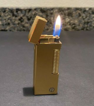 Vintage Dunhill Gold Plated Rollagas Lighter Swiss Made Sn 87400 Vg Cond