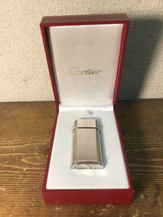 Cartier Gas Lighter Silver Oval Ca120116 Ignition Ok