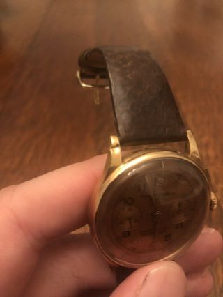 Vintage Solid 18K Rose Gold Chronographe Suisse 37.  5mm 17J Wristwatch 4
