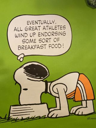 Vtg Snoopy Springbok Poster Eventually all Great Athletes Green Poster Peanuts 2