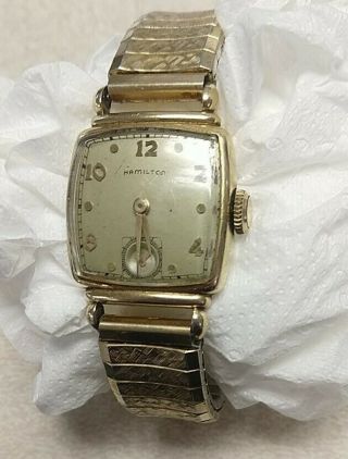 1946 Mens 14k Gf Hamilton Watch Model 982 19 Jewels Wadsworth Case