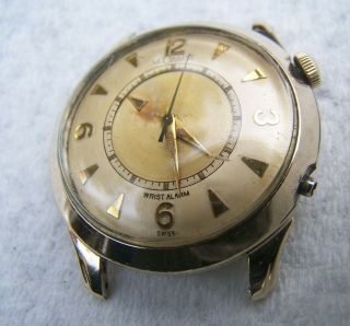 Vintage Swiss Le Coultre Wrist Alarm Watch 10k Gf For Restoration & Repair