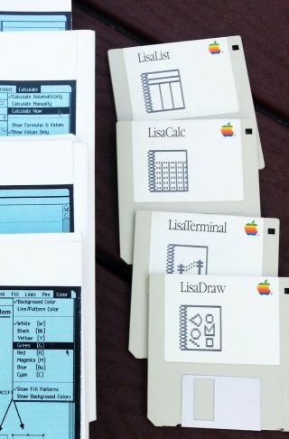 Vintage Apple Lisa Software (4),  Lisa List,  Lisa Calc Lisaterminal,  Lisa Draw