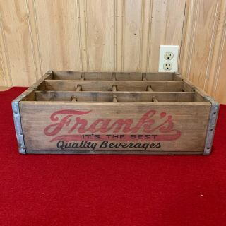Vintage Frank’s Quality Beverages Wooden Crate Soda Pop Carrier Phila.  PA 2